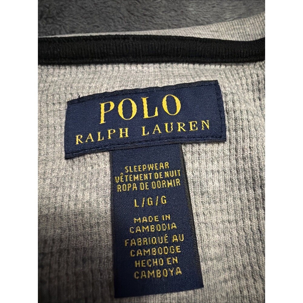 LARGE Mens Polo Ralph Lauren Thermal Waffle Knit Long Sleeve Gray - Picture 3 of 9